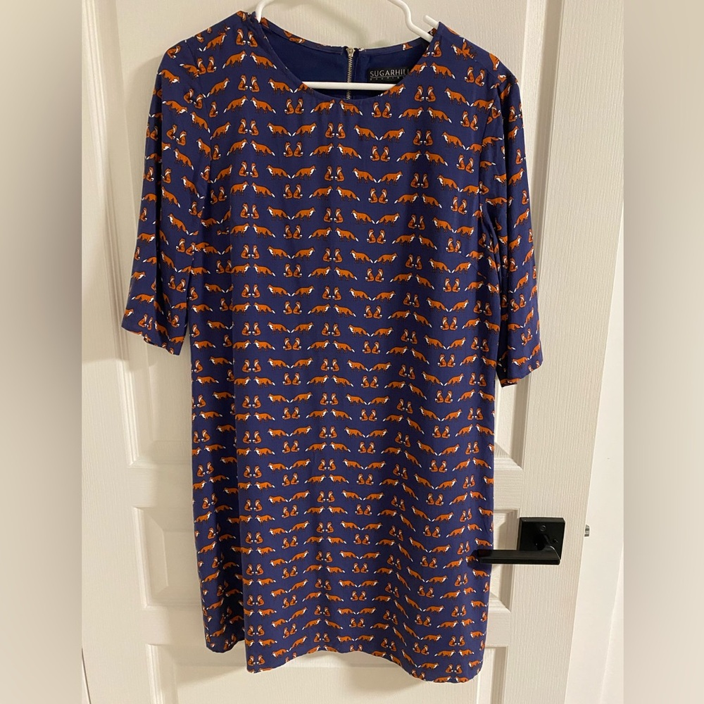 Chic Fox Pattern Long Sleeve Dress